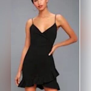 Lulu's Black Ruffle Hem Mini Dress